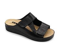 LEON 5010 Sandali Zoccoli Sabot Pantofole Scarpe di Pelle, Donna, Nero, EU 39