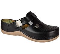 Leon 900 Zoccoli Sabot Pantofole Scarpe Pelle Donna, Nero, EU 36