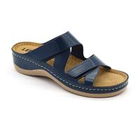 LEON 906 Sandali Zoccoli Sabot Pantofole Scarpe Pelle Donna, Blu, EU 37