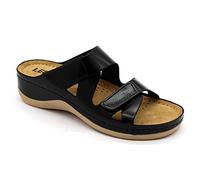 LEON 906 Sandali Zoccoli Sabot Pantofole Scarpe Pelle Donna, Nero, EU 36