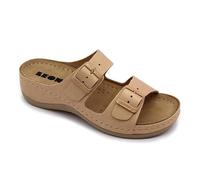 LEON 908 Sandali Zoccoli Sabot Pantofole Scarpe di Pelle, Donna, Beige, EU 38