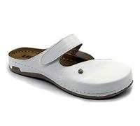 Leon 953 Sandali Zoccoli Sabot Pantofole Scarpe Pelle Donna, Bianco, EU 41