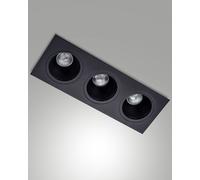 LEON CORNICE DI FARETTI INCASSO 3 LUCI NERA ATTACCO GU10 35,5X12,8CM