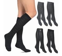 LEON D'ORO Calze Lunghe Donna Caldo Cotone, Gambaletto Donna Termico 4 Paia Moda Made in Italy