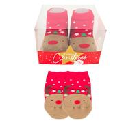 LEON D'ORO Calze Natale Neonato il primo Natale Calzini Regalo Scarpine 0-6 mesi Made in Italy (IT, Età, 0 mesi, 6 mesi, ASS1)