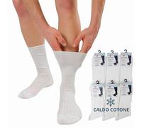 LEON D'ORO Calze Sanitarie Uomo Caldo Cotone Calzini Corti per Diabetici 6 paia Made in Italy (IT, Numero, 40, 42, Regular, Regular, BIANCO 6 paia)