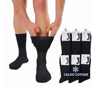 LEON D'ORO Calze Sanitarie Uomo Caldo Cotone Calzini Corti per Diabetici 6 paia Made in Italy (IT, Numero, 43, 44, Regular, Regular, BLU 6 paia)