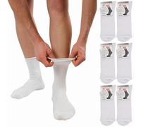 LEON D'ORO Calze Uomo Senza Elastico per Diabetici 6 paia Calze Uomo Sanitarie Caldo Cotone Made in Italy (IT, Numero, 40, 45, Regular, Regular, 6 Paia BIANCO)
