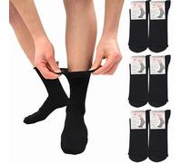 LEON D'ORO Calze Uomo Senza Elastico per Diabetici 6 paia Calze Uomo Sanitarie Caldo Cotone Made in Italy (IT, Numero, 40, 45, Regular, Regular, 6 Paia NERO)