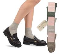 LEON D'ORO Calzini a Costine con Cashmere Calze Donna Cachemire Light Caldi Made in Italy (IT, Testo, Taglia unica, Regular, Regular, ASS BOSCO 3 paia)