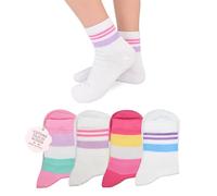 LEON D'ORO Calzini Bambina COTONE LEGGERO corto Calze Bimba FILO DI SCOZIA Sneaker Fantasmini Bambine Made in Italy (IT, Numero, 35, 40, ASS2 4 Paia)