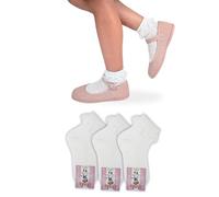 LEON D'ORO Calzini Bianchi Bimba Eleganti Cotone Leggero 3 Paia Calze Cerimonia Bambina Made in Italy
