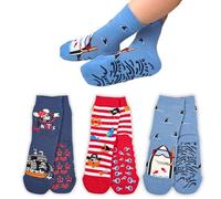 LEON D'ORO Calzini Bambino Antiscivolo Cotone 3 Paia Calze Bimbo abs scuola casa gonfiabili, Made in Italy (IT, Numero, 23, 28, ASS2 3 paia)