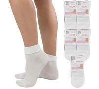 LEON D'ORO Calzini Bianchi Donna 100% COTONE Calze con Risvolto Leggeri Donna Sanitarie MADE IN ITALY