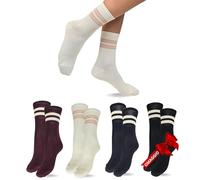 LEON D'ORO Calzini Donna Caldo Cotone Corti 4 paia Calzino Donna senza elastico Moda Made in Italy