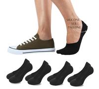 LEON D'ORO Salvapiede Uomo Donna Cotone 4 Paia Calzini Salvapiede Unisex Calzini invisibili (IT, Numero, 43, 46, Regular, Regular, NERO 4 PAIA)
