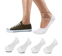 LEON D'ORO Salvapiede Uomo Donna Cotone 4 Paia Calzini Salvapiede Unisex Calzini invisibili (IT, Numero, 43, 46, Regular, Regular, BIANCO 4 PAIA)