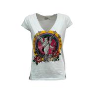 Leon & Harper t-shirt donna ANGEL TONTON JC03 scollo V ricami cotone bio 60cm