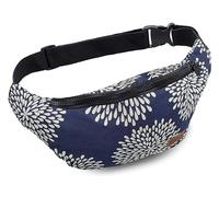 Leon Marsupio Marsupio Marsupio 100% cotone Fanny Pack Belly Belt Moon Bag Bumbag Boho Hippie Tribal Donna Uomo, Fiore blu, taglia unica, Marsupio a tracolla