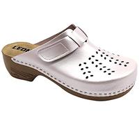 Leon PU161 Zoccoli Sabot Pantofole Scarpe Pelle Donna, Perla, EU 37