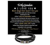 LEONADORA Braccialetto per nipote da nonno, regalo per nipote da Nana Papa, bracciale da uomo da nonno e nonna per laurea, compleanno, Natale, Standard, Acciaio inossidabile, Nessuna pietra preziosa