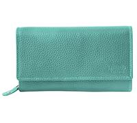 LEONARDI VERRELLI 3000434 - Portafoglio da donna in pelle RFID, formato orizzontale, 9 x 17 cm, turchese, 7'', Classico