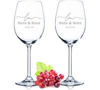 Leonardo, 2 bicchieri da vino in design Simple Love, incisi con nome e motivo, regalo per coppie, regalo per compleanno, anniversario e matrimonio