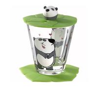 Leonardo Bambini Panda Bevanda Set 3 Pezzi Vetro Coppa Coperchio Sottobicchiere