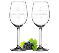LEONARDO Bicchieri da Vino 2er-Set con Incisione - Il Regalo Nozze per Paia