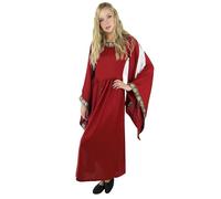 Leonardo Carbone® Abito da donna Ivette, maniche a tromba, chiusura lampo, per carnevale, Halloween, cosplay, LARP, medievale, costume, abito da sera, 100% viscosa, rosso/bianco, L