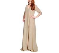 Leonardo Carbone Abito da Donna Medievale Silja Manica Corta in Cotone Beige - L