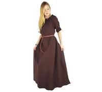 Leonardo Carbone® Abito da donna Melisande | dettagli personalizzabili | design fluido | Carnevale, Halloween, cosplay, LARP, medievale, vichingo, costume | 100% cotone, marrone, XL