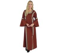 Leonardo Carbone® Abito da donna Sophie | allacciatura regolabile | maniche a tromba fluente | Carnevale, Halloween, cosplay, LARP, medievale, fantasy, costume | 100% cotone, Colore: rosso, XL