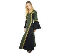 Leonardo Carbone® Abito da donna Sophie | allacciatura regolabile | maniche a tromba fluente | Carnevale, Halloween, cosplay, LARP, medievale, fantasy, costume | 100% cotone, verde/nero, L