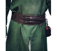 Leonardo Carbone® Anike - Cintura in pelle da uomo, unisex, robusta, larga, per carnevale, cosplay, hobbit, 100% vera pelle, marrone scuro., 120.0 cm