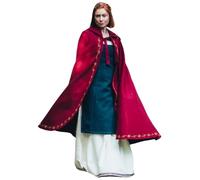 Leonardo Carbone® Ásidís - Mantello di lana medievale con ricamo a mano, abbigliamento medievale, da donna, per hobbit, abbigliamento largo, per cosplay, da donna, Halloween, Carnevale, rosso