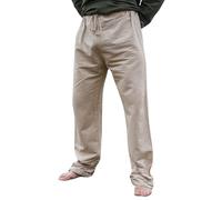 Leonardo Carbone® Asmund, pantaloni da uomo in lino, pantaloni estivi leggeri, da uomo, per festival, abbigliamento medievale, LARP, cosplay, per il tempo libero, 100% lino, naturale, M