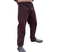 Leonardo Carbone® Asmund, pantaloni da uomo in lino, pantaloni estivi leggeri, da uomo, per festival, abbigliamento medievale, LARP, cosplay, per il tempo libero, 100% lino, marrone scuro., XXL