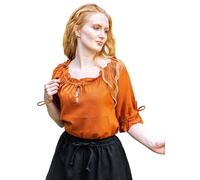 Leonardo Carbone® Camicetta da donna Vera | senza spalle | allacciatura | Carnevale, Halloween, cosplay, LARP, camicia medievale, tunica, costume, festival, eventi, 100% cotone, ruggine, S
