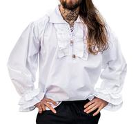 Leonardo Carbone® Camicia da pirata Dracula con volant, abbigliamento medievale, camicia da uomo, abbigliamento medievale, abbigliamento da festival, costume da pirata, camicie per il tempo libero,