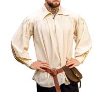 Leonardo Carbone® Camicia da pirata James con colletto - abbigliamento medievale, camicia medievale da uomo, abbigliamento LARP, abbigliamento festival, abbigliamento da uomo, costume da pirata,