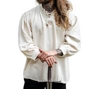 Leonardo Carbone Camicia medievale Leopold - Abbigliamento medievale da uomo, camicia medievale, abbigliamento LARP, abbigliamento festival, costume da carnevale, camicie a maniche lunghe, 100% cotone