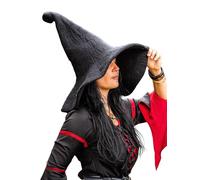 Leonardo Carbone® Cappello da strega Glinda, costume da strega, abbigliamento medievale, copricapo, costume da halloween, cappello da strega, cappello mago, abbigliamento LARP, carnevale, cosplay,