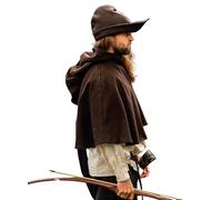 Leonardo Carbone® Cappello da uomo Robin Hood, con bordo asimmetrico, stile medievale, carnevale, Halloween, cosplay, LARP, cappello, accessorio, lana marrone, taglia unica