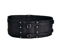 Leonardo Carbone Cintura da Uomo Vichingo Joon Medieval 14,5 cm in Pelle Nabuk Larga Nera - 140 cm