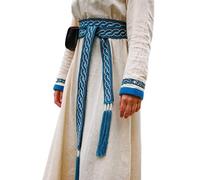 Leonardo Carbone® Cintura vichinga Elina unisex, abbigliamento medievale per uomini e donne, abbigliamento LARP, carnevale, cosplay, costume da hobbit - 100% cotone, Blu, 235 cm
