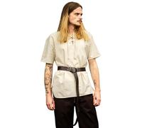 Leonardo Carbone® Erhart - Camicia da uomo con lacci per la libertà di movimento, ideale per LARP, carnevale, cosplay, Halloween, medievale, tunica, costume, 100% cotone, naturale, L