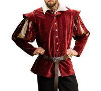Leonardo Carbone® Giacca da uomo Brandolf | Design unico | Perfetto per LARP & feste in costume | Medioevo | Vichingo | Costume | Giacche da uomo | Cotone Rosso XL