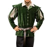 Leonardo Carbone® Giacca da uomo Brandolf | Design unico | Perfetto per LARP & feste in costume | Medioevo | Vichingo | Costume | Giacche da uomo | Cotone, verde, 3XL