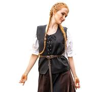 Leonardo Carbone® Gilet da donna Franziska | allacciatura anteriore | libertà di movimento | Carnevale, Halloween, cosplay, LARP, medievale, costume, giacca, cappotto | 100% cotone, Nero , XL